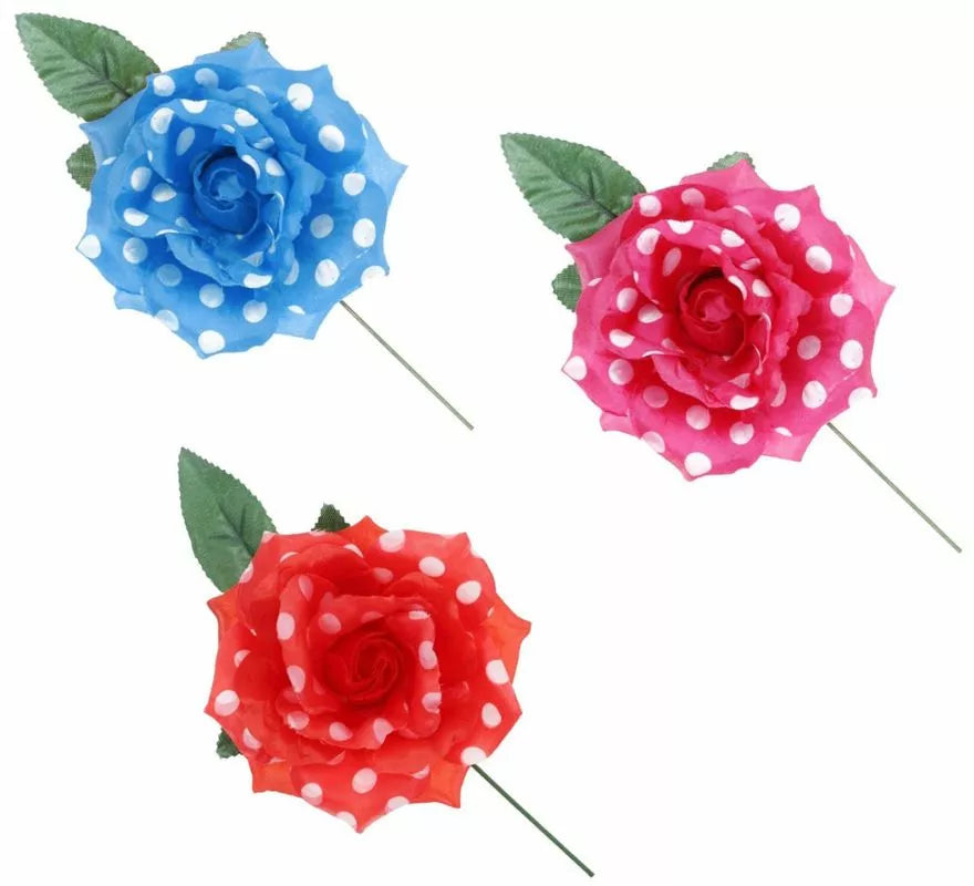 Translation missing: en.Rosa Sevillana con Lunares Blancos y Varilla 15 cm en varios colores