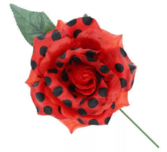 Sevillana Rose with Black Dots and Stem 15 cm in assorted colours