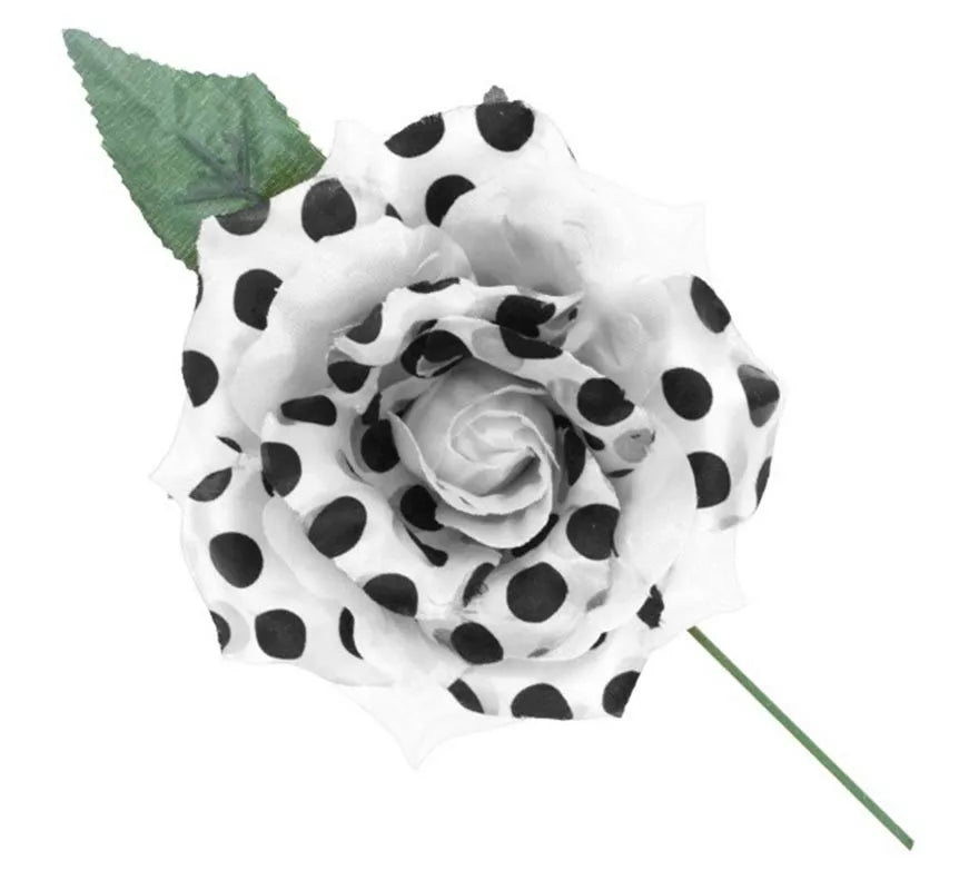 Rosa Sevillana con Lunares Negros y Varilla 15 cm en varios colores