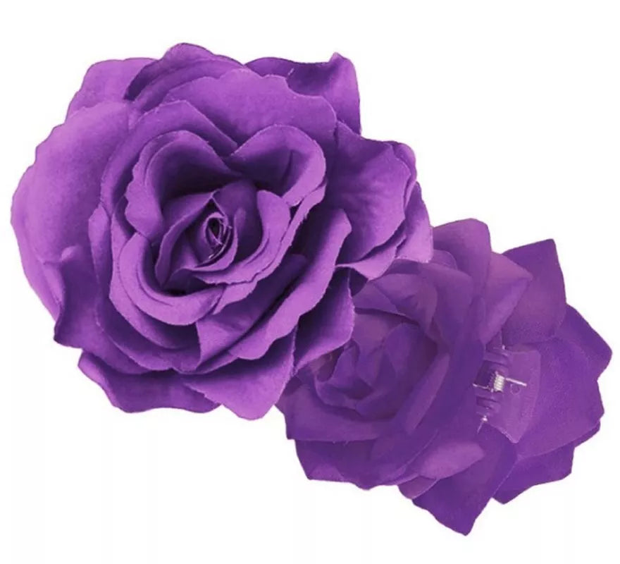 Rosa Sevillana o Chulapa de 9 cm con pinza en varios colores