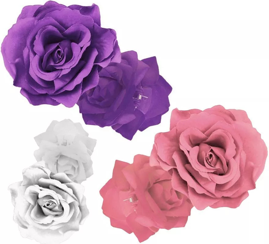 Rosa Sevillana o Chulapa de 9 cm con pinza en varios colores
