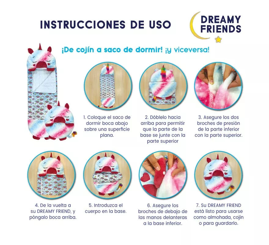 Saco de Dormir Uri Unicornio con cojín de 165 cm