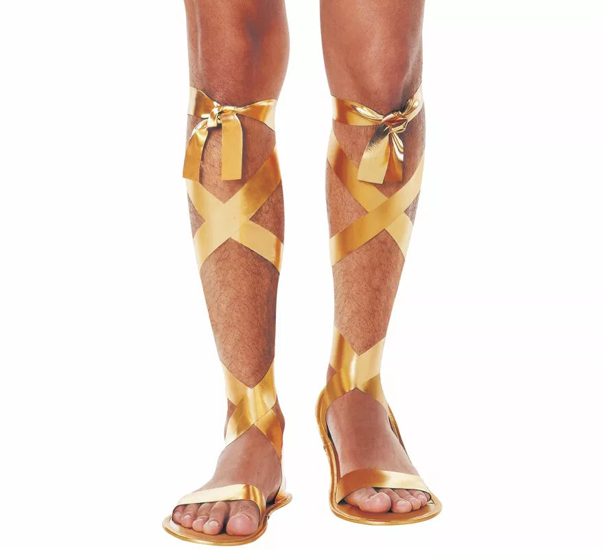 Translation missing: en.Sandalias Romanas doradas con Cintas de 29 cm para hombre