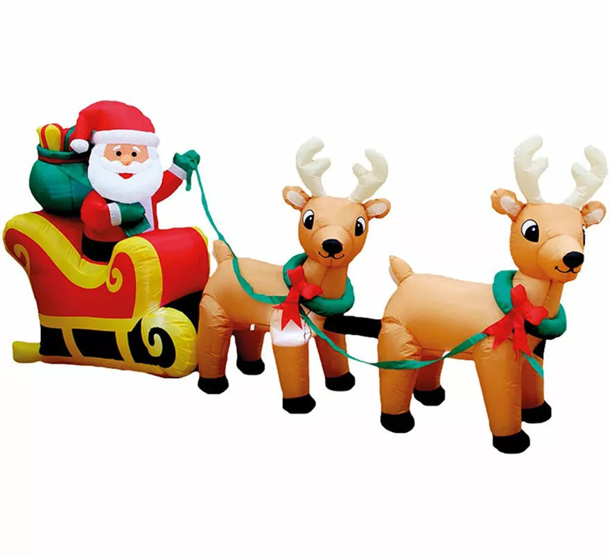Translation missing: en.Santa Claus con Trineo de Renos Hinchable con LED de 110 cm