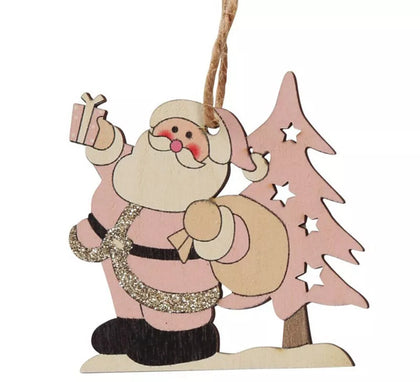 Santa de Madera Colgante de 7 cms