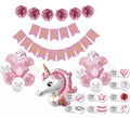 Set 26 pc Globos Unicornios con Guirnalda de Feliz Cumpleaños