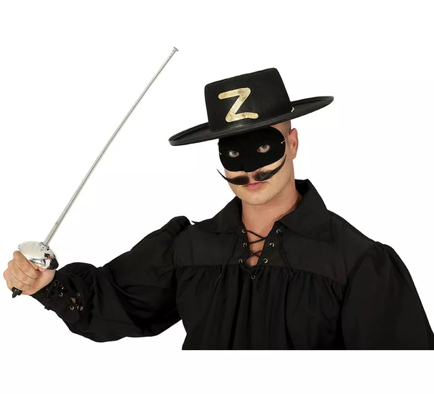 Set antifaz y florete de 65 cm. plateado de héroe enmascarado