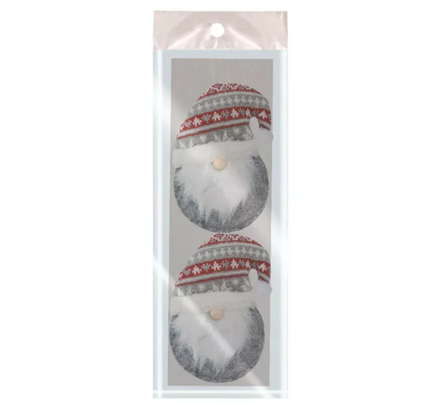 Translation missing: en.Set de 2 Colgantes de Cabeza Noel Gris de 11 cms