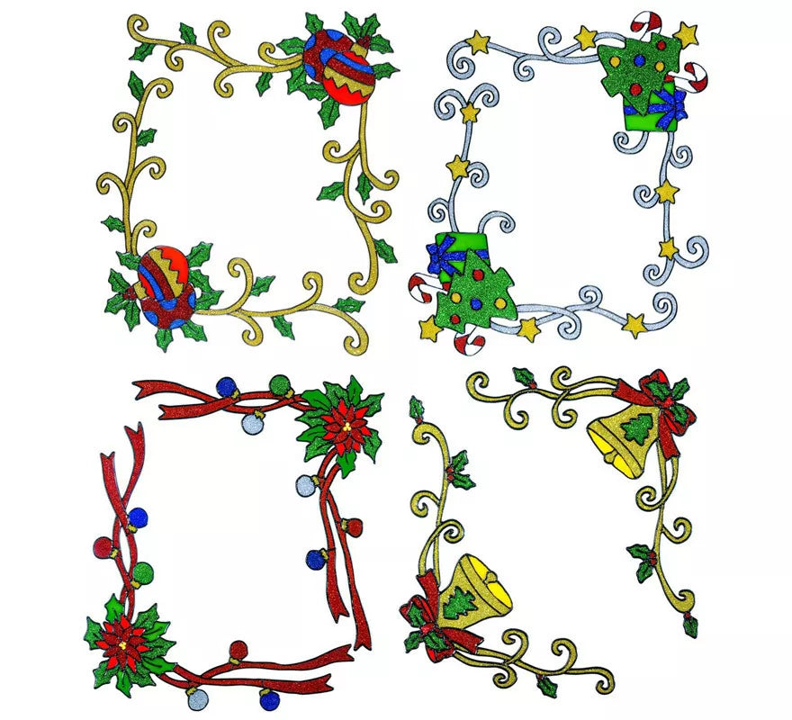 Set de 2 Pegatinas Ventana Navidad de Esquina surtidas en 4 Modelos de 12 cm