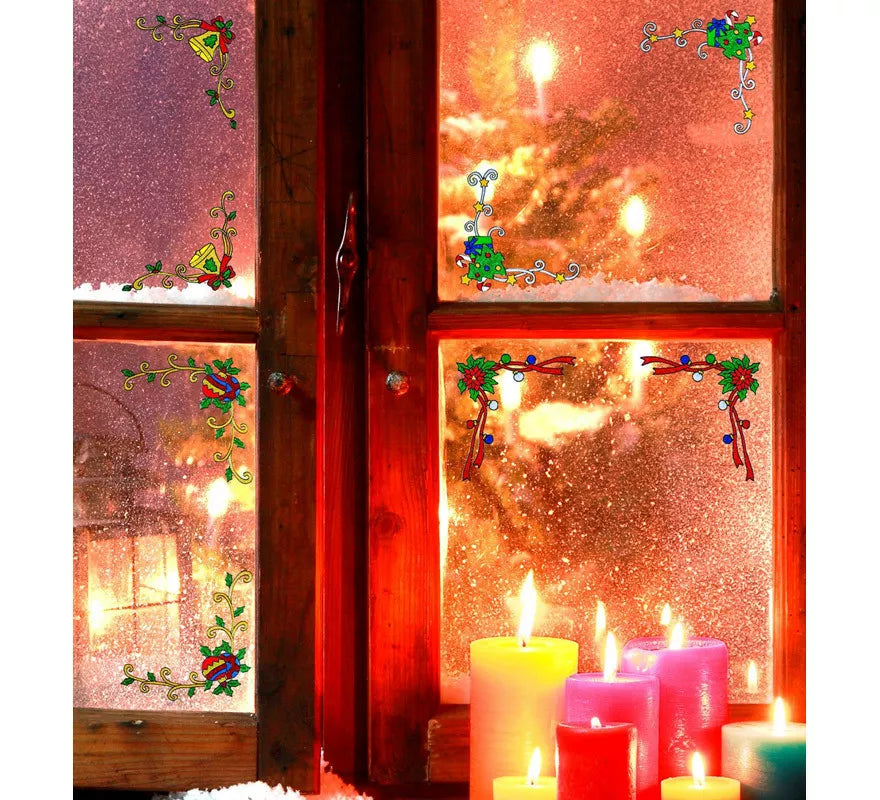 Translation missing: en.Set de 2 Pegatinas Ventana Navidad de Esquina surtidas en 4 Modelos de 12 cm