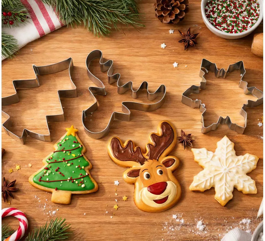 Translation missing: en.Set de 3 Moldes Metálicos para Galletas Navideñas de 9 cm
