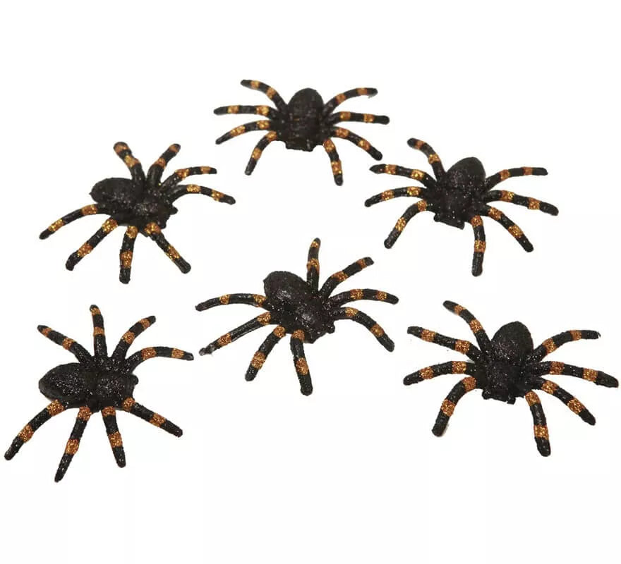 Set de 6 Arañas Brillantes de 6x7 cm