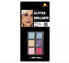 Makeup Set with 6 Colors with Glitter and Brush
