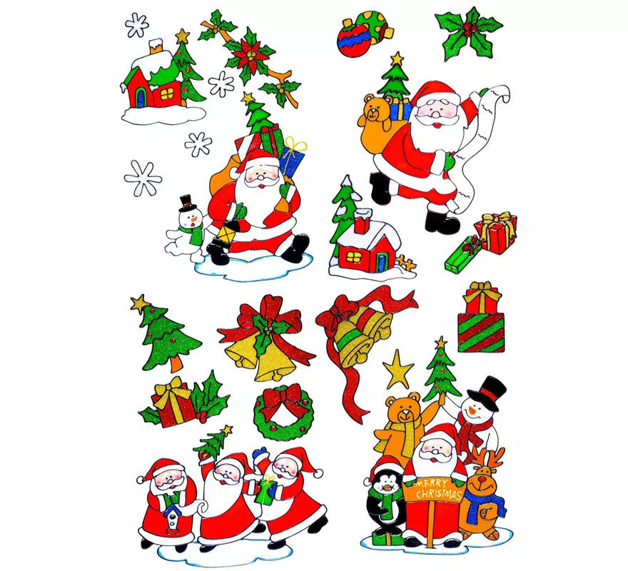 Translation missing: en.Set de Pegatinas Ventana Navidad con Papá Noel Surtidas en 4 Modelos