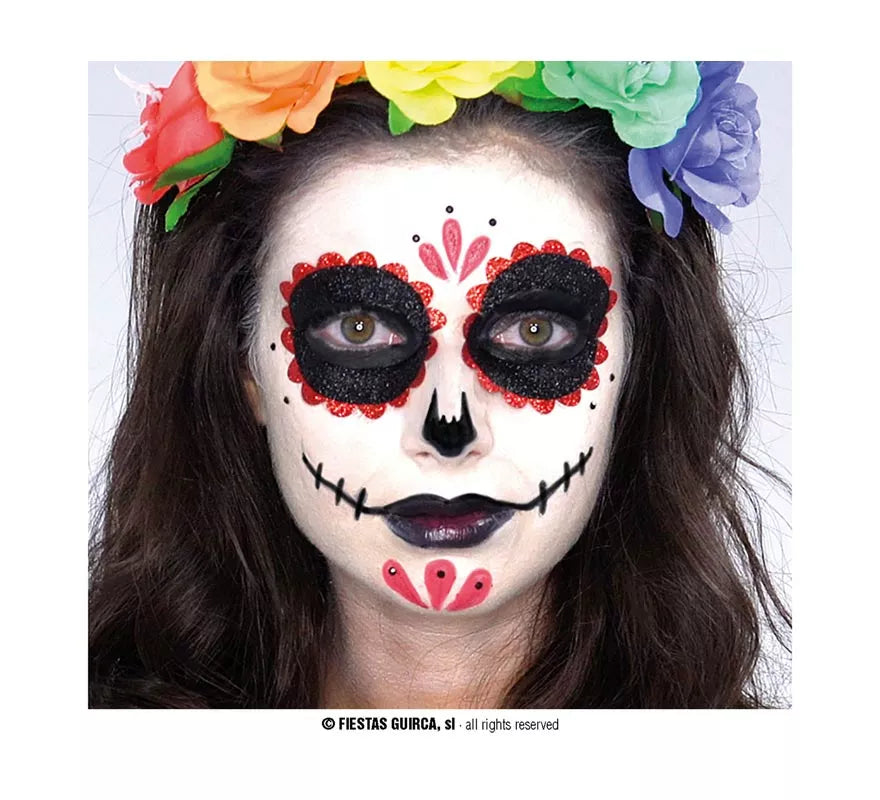 Maquillaje de Catrina bordes rojos