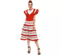 Sevillana blanco con borde rojo para mujer