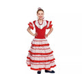 Sevillana blanco con borde rojo para niña