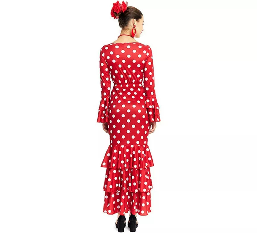 Sevillana rojo con lunares blancos para mujer