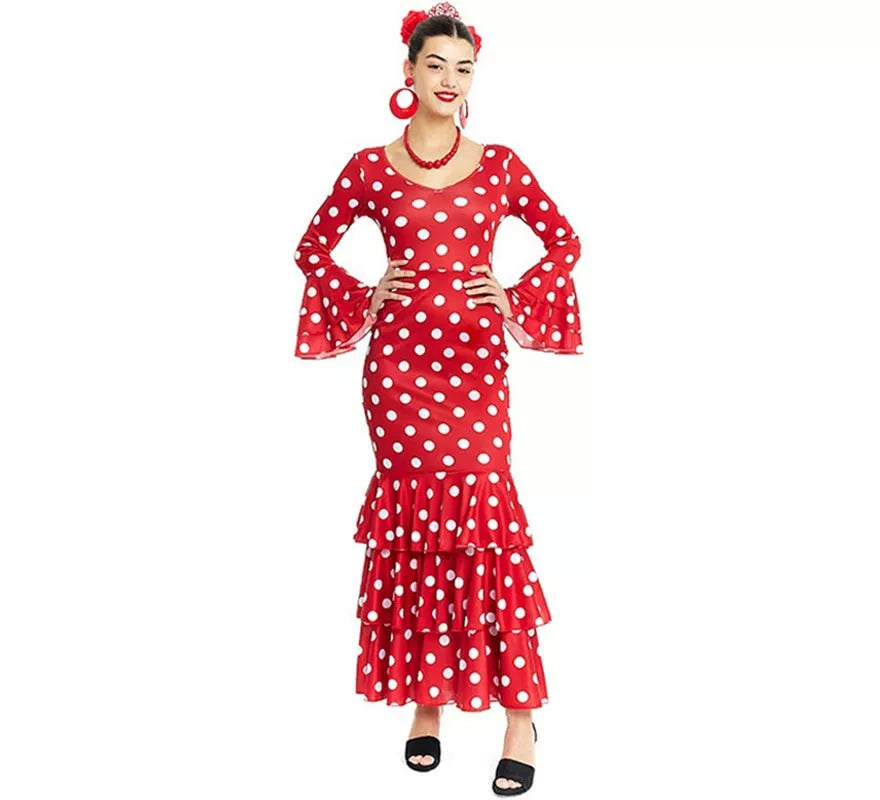 Sevillana rojo con lunares blancos para mujer
