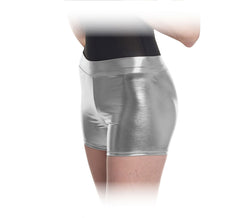 Women's shiny silver shorts