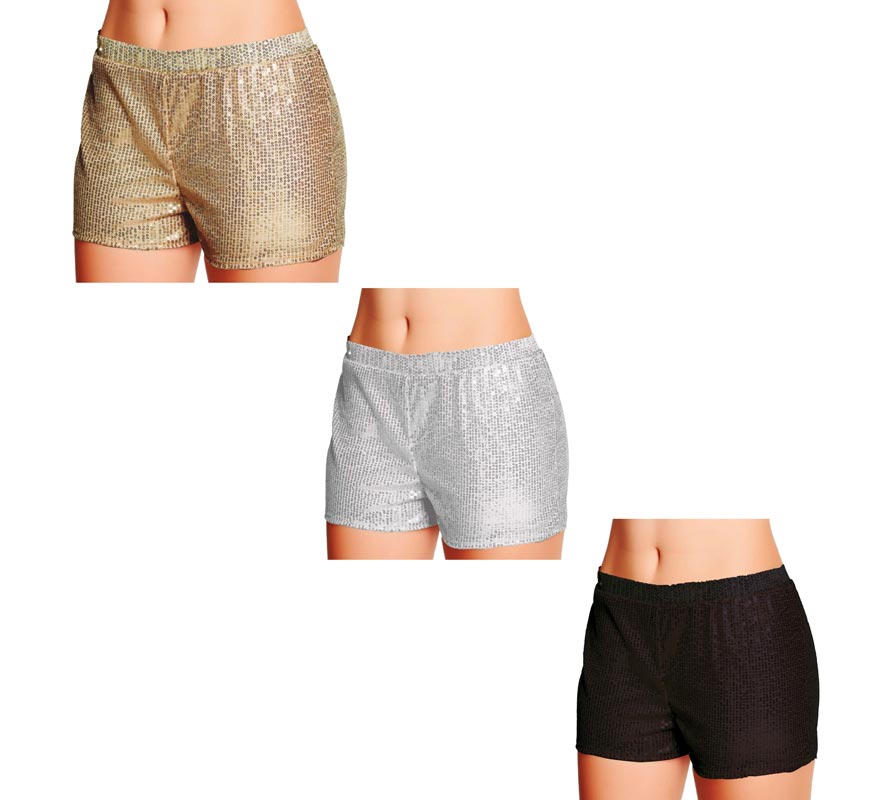 Shorts con lentejuelas en varios colores talla L para mujer