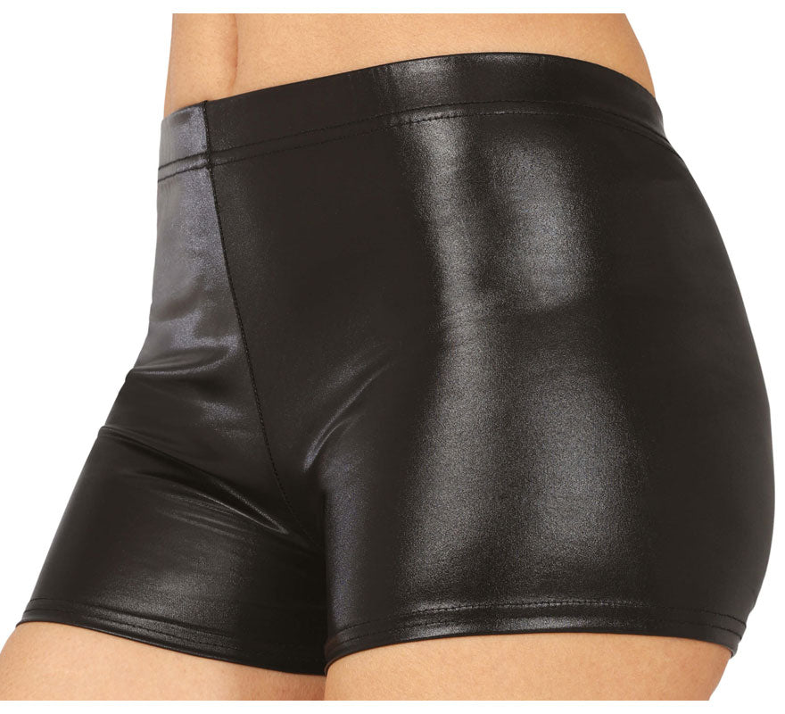 Shorts Metálicos negros corto para mujer