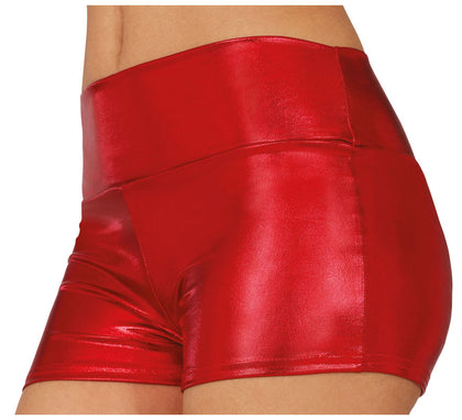 Shorts Metálicos rojos corto para mujer