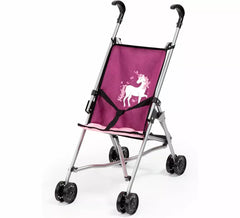 Pink and purple unicorn umbrella stroller for dolls