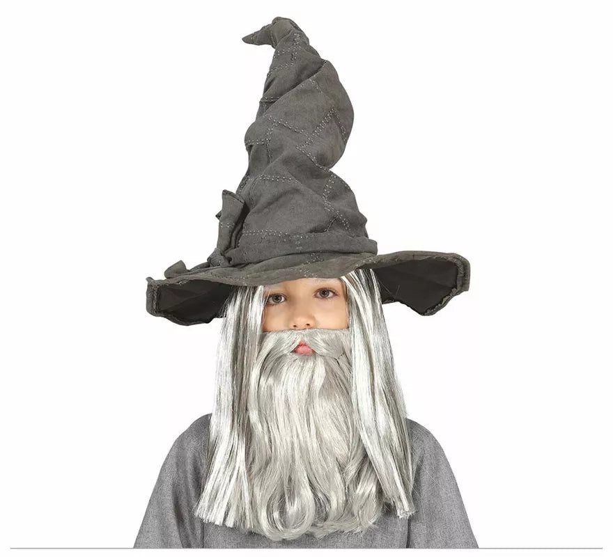 Sombrero Alto de Brujo Gris Infantil