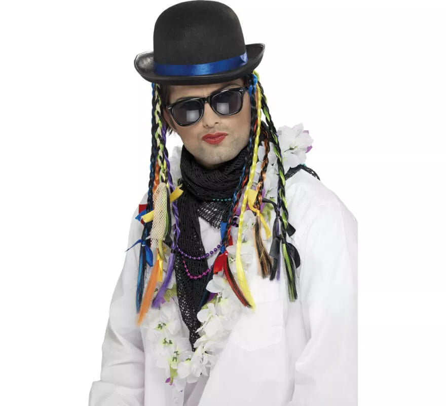 Translation missing: en.Sombrero Bombín de Boy George con trenzas multicolor