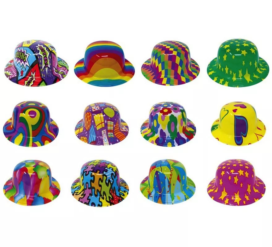 Sombrero bombín de plástico decorado