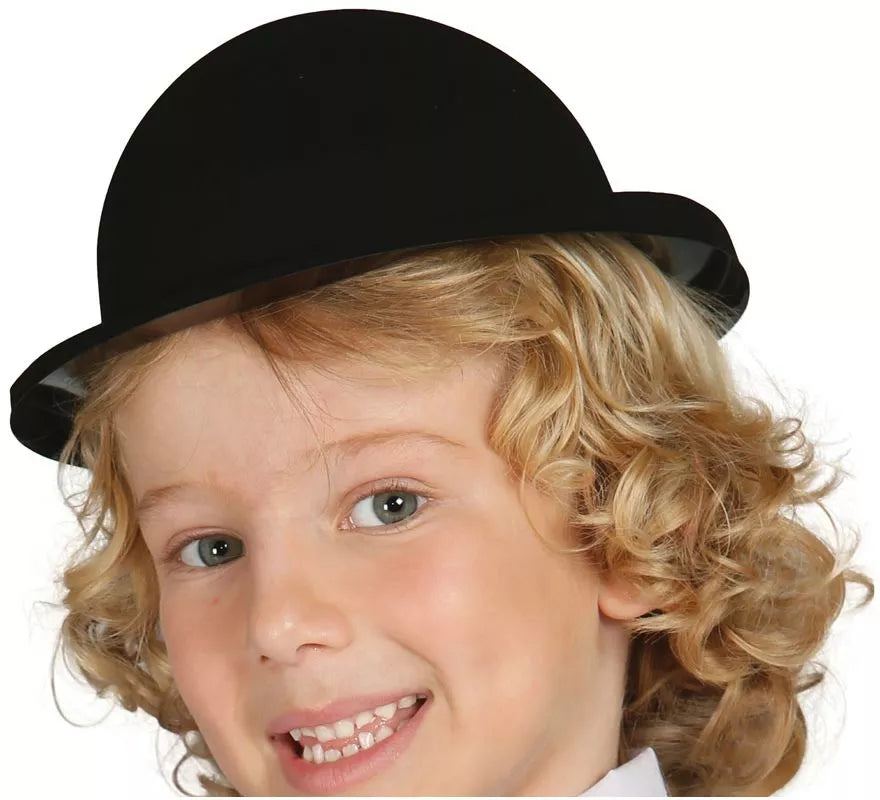 Sombrero Bombín flocado negro infantil