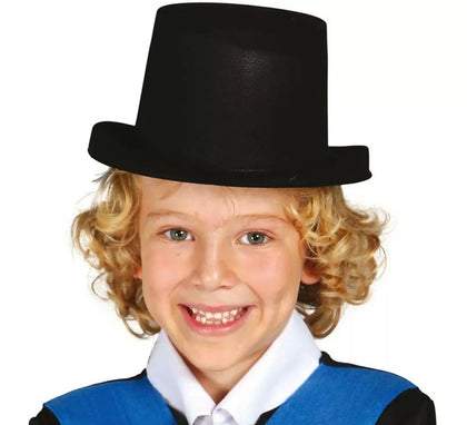 Sombrero Chistera flocado negro para niños