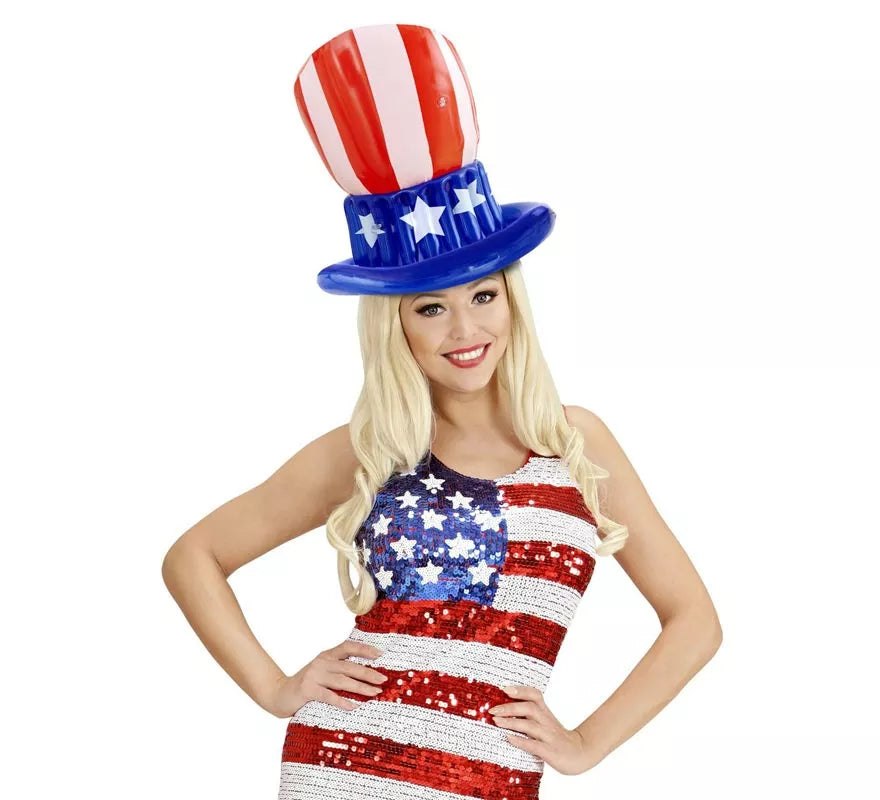 Sombrero Chistera Americana de Tío Sam hinchable de 50 cm