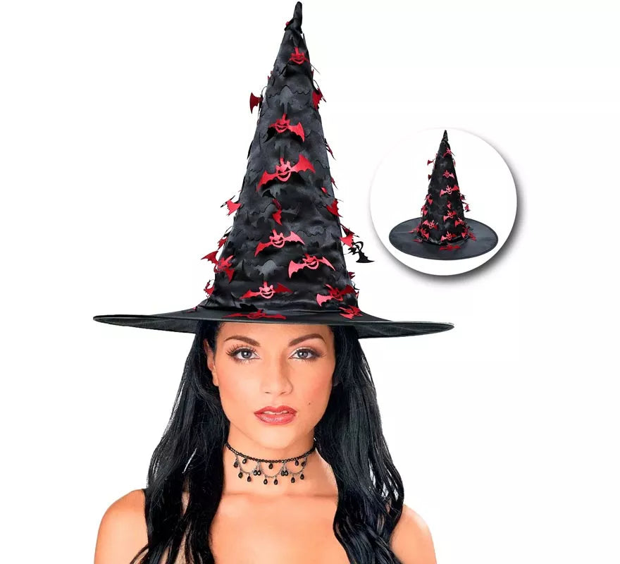 Sombrero de Bruja con Murciélago Colgante