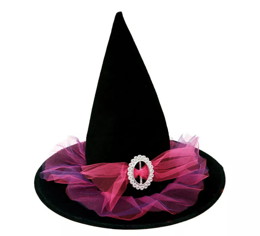 Translation missing: en.Sombrero de Bruja con tul Rosa de 58 cm