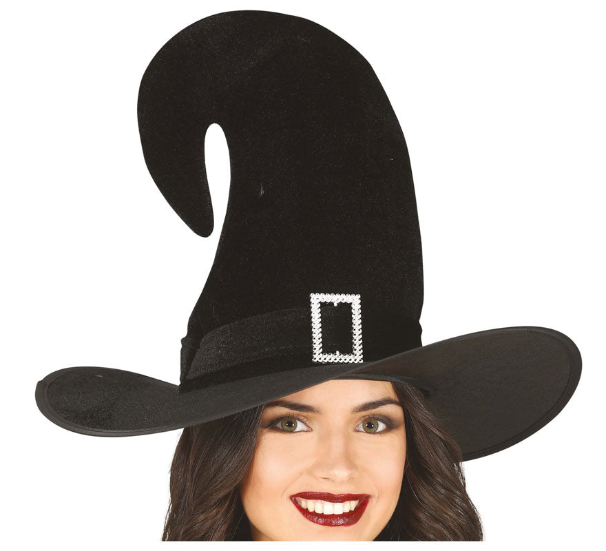 Translation missing: en.Sombrero de Bruja Curvo Negro con Evilla