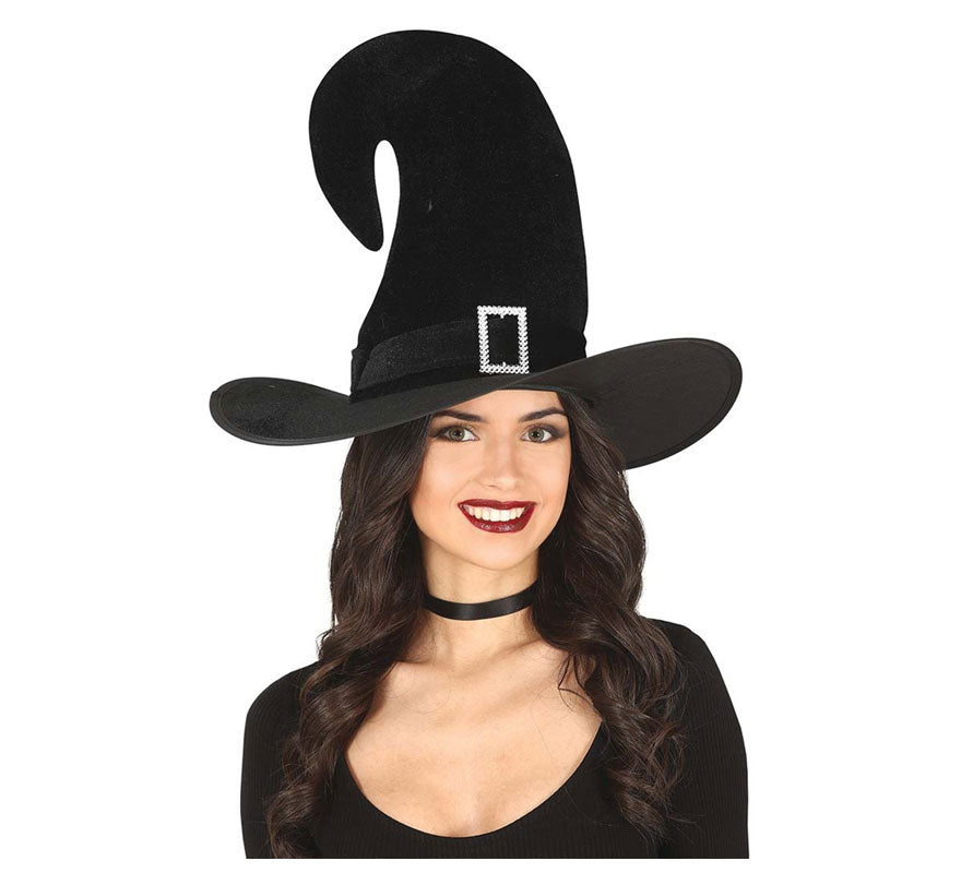 Translation missing: en.Sombrero de Bruja Curvo Negro con Evilla