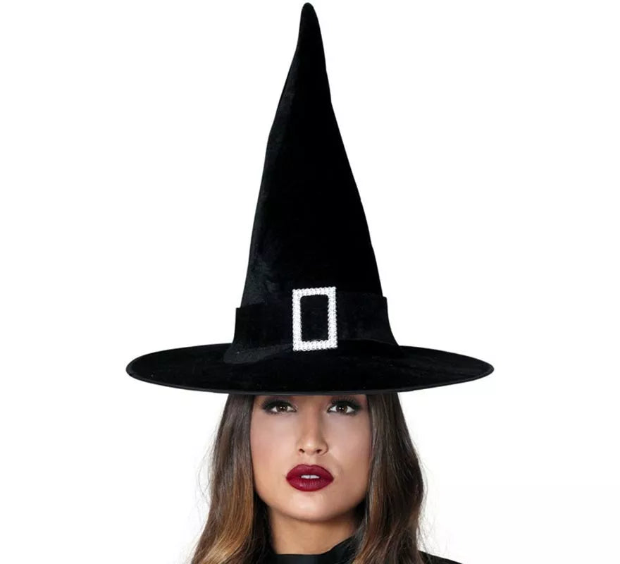 Sombrero de Bruja de Terciopelo negro