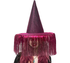 Purple Witch Hat with Fringes