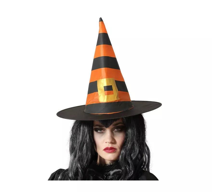Translation missing: en.Sombrero de Bruja Naranja y Negro con evilla de 38.5X34cm