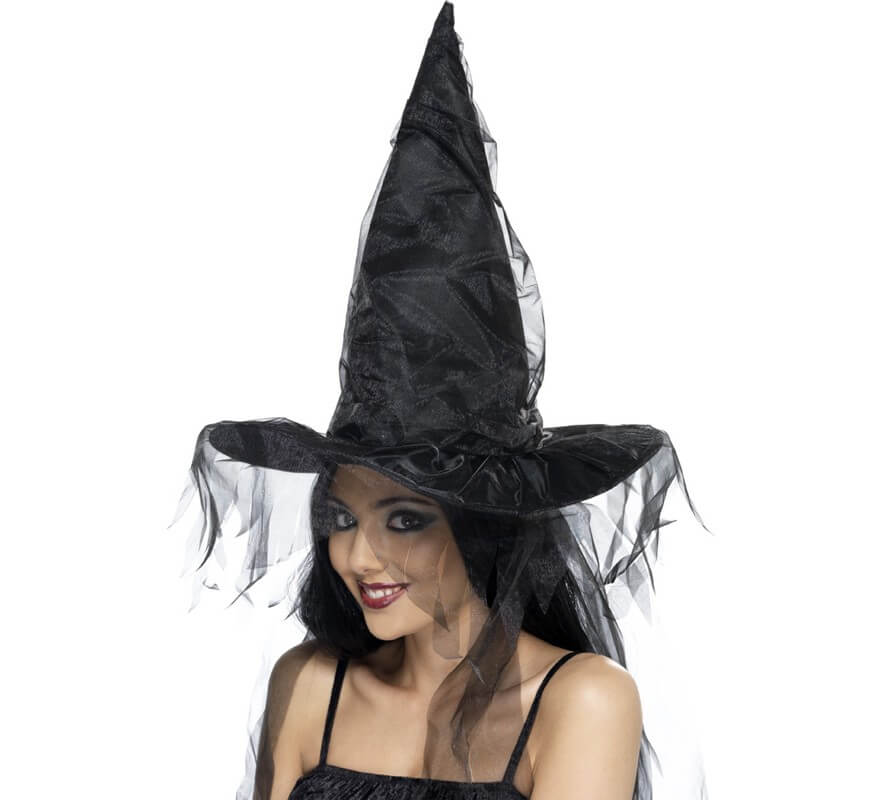 Translation missing: en.Sombrero de Bruja Negro con velo