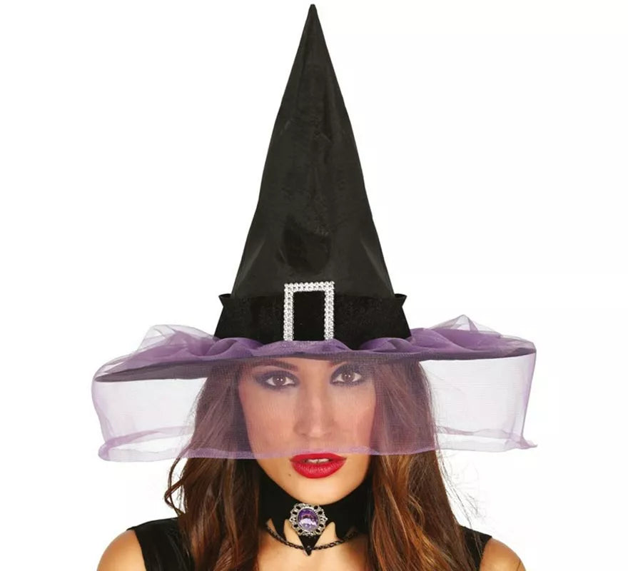 Sombrero de Bruja Negro con Velo