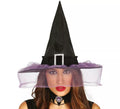 Sombrero de Bruja Negro con Velo