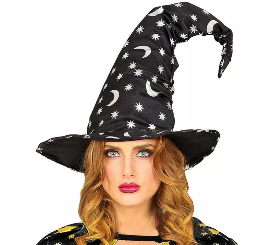 Sombrero de Bruja o Mago con Luna y Estrellas adulto