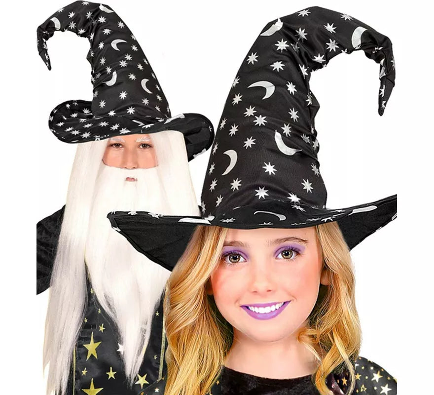 Translation missing: en.Sombrero de Bruja o Mago con Luna y Estrellas Infantil