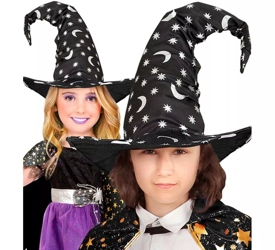 Translation missing: en.Sombrero de Bruja o Mago con Luna y Estrellas Infantil