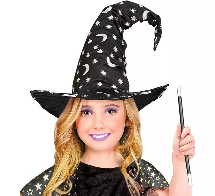 Translation missing: en.Sombrero de Bruja o Mago con Luna y Estrellas Infantil