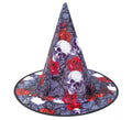 Sombrero de Bruja Print Calaveras y Rosas gris
