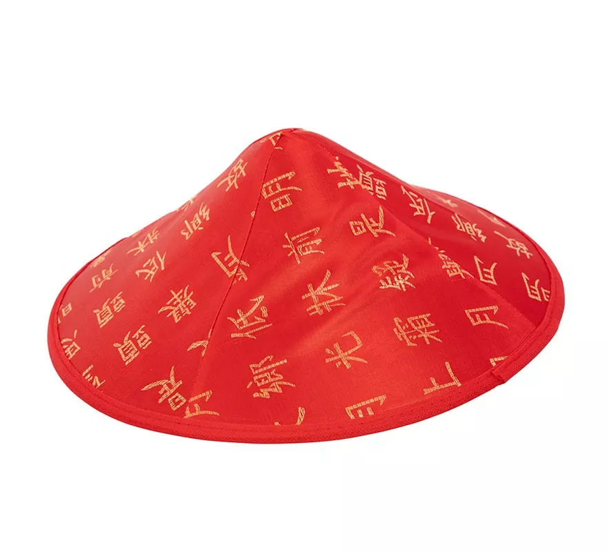 Sombrero de Chino rojo estampado adulto de 32 cm